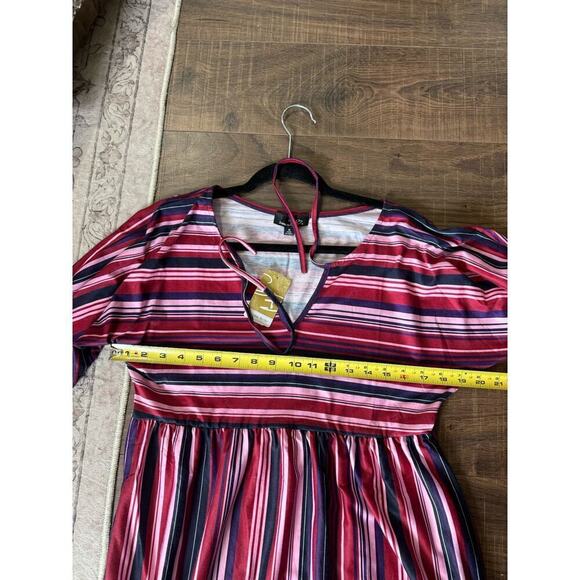 Suzanne Betro Dress Womens Size Medium Pockets Multi Stripe Red Blue New - Picture 5 of 7